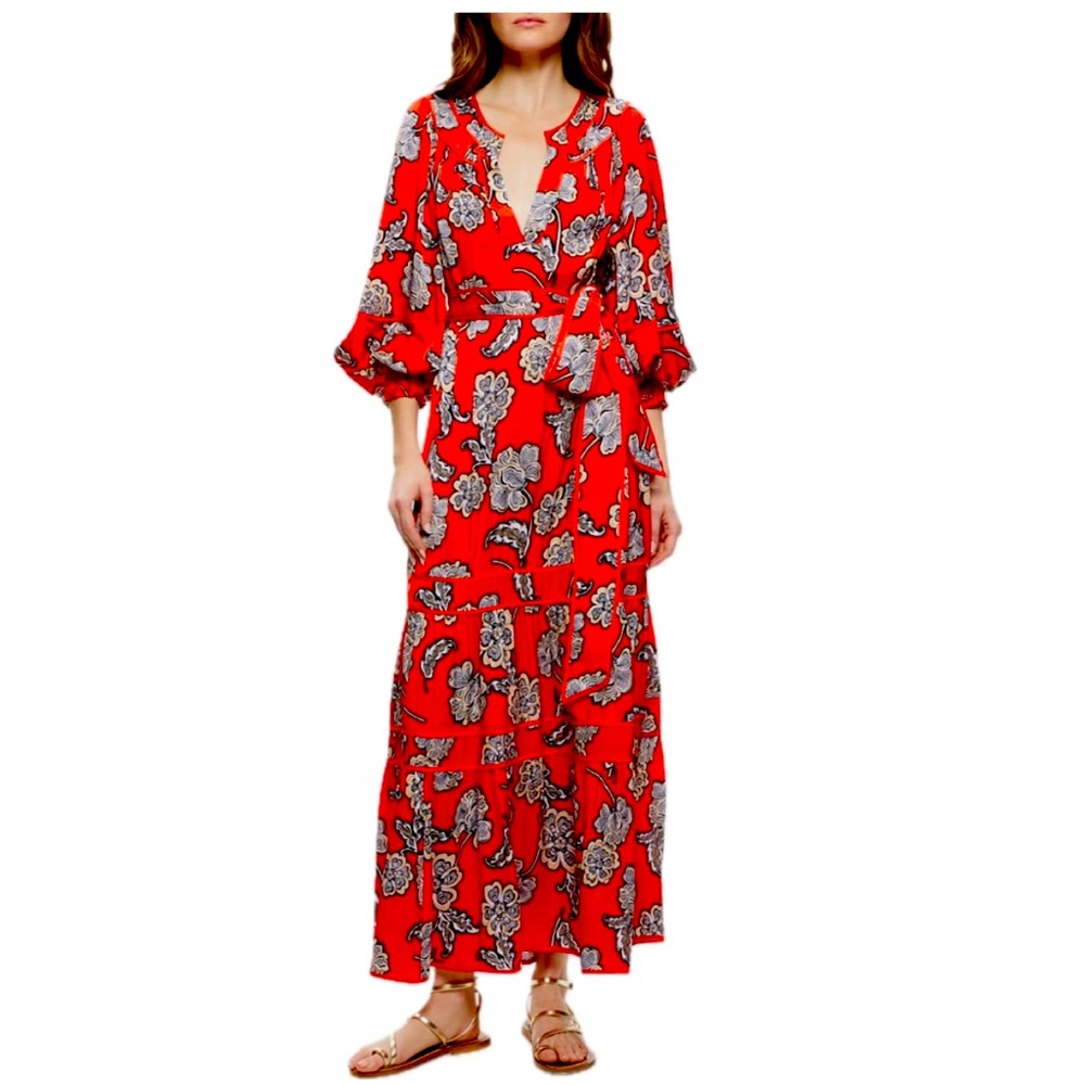 NWT SZ X-SM Alice + Olivia "Lyla" floral-printed satin tunic dress 😍